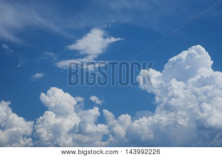 Summer day. The beautiful blue sky cirrus and cumulus clouds. Background