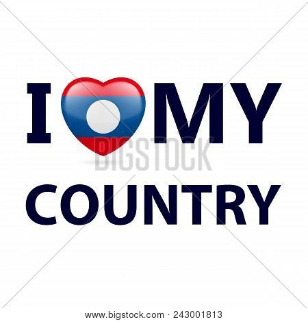 Heart With Laotian Flag Colors. I Love My Country - Laos
