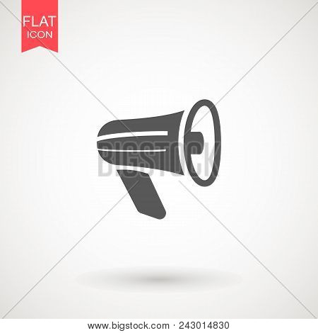 Megaphone Isolated Flat Web Mobile Icon Vector Sign Symbol Button Element Silhouette. Noisy Loudspea