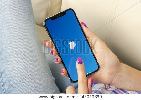 Sankt-petersburg, Russia, May 30, 2018: Paypal Application Icon On Apple Iphone X Smartphone Screen 