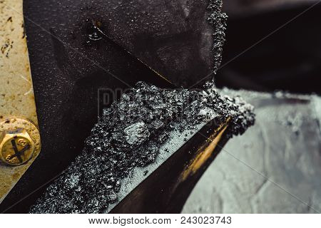 Road Construction Works With Roller Compactor Machine And Asphalt Finisher