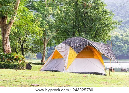 Dome Tent Camping At Lake Side