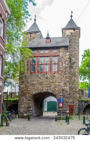 Maastricht,netherlands - May 16,2018 - Old Gate (helpoort) To Maastricht. Maastricht Is The Capital 
