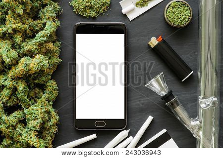 Grinder A Lot Ofx Marijuana, Fresh Buds Of Cannabis Many Weed. Copy Spase Copy-space