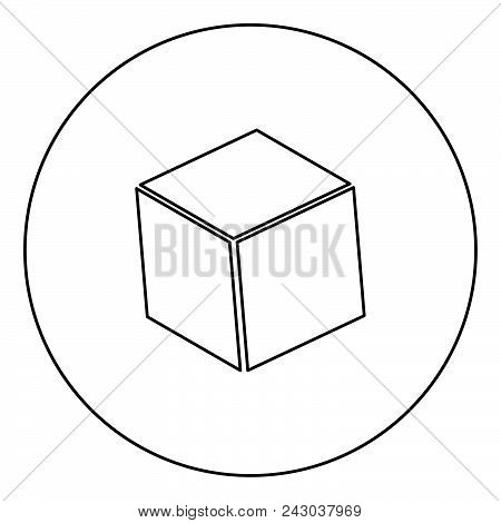 Cube Black Icon In Circle Outline Vector Illustration Isolated