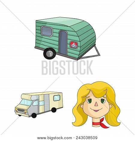 Family Holiday Cartoon Icons In Set Collection For Design. Recreation And Equipment. Vector Symbol S