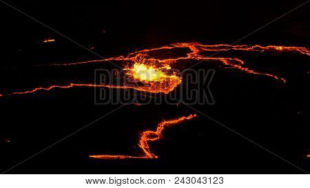 Erta Ale Volcano Crater, Melting Lava Splash, Danakil Depression, Ethiopia