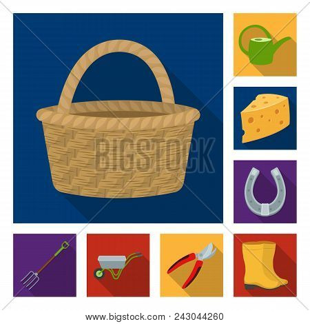 Farm And Gardening Flat Icons In Set Collection For Design. Farm And Equipment Vector Symbol Stock  