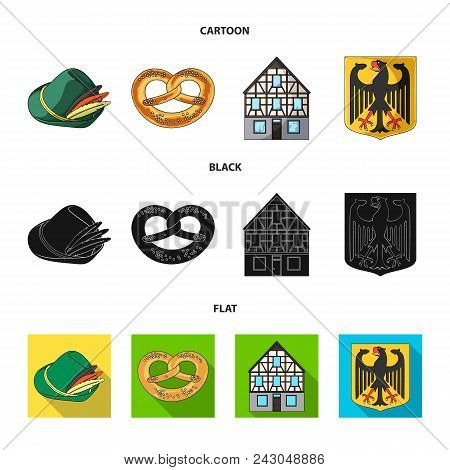 Country Germany Cartoon, Black, Flat Icons In Set Collection For Design. Germany And Landmark Vector