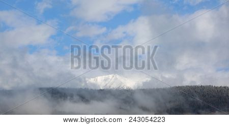 Range Of Mountains In Puster Valley In Northen Italy In Winter