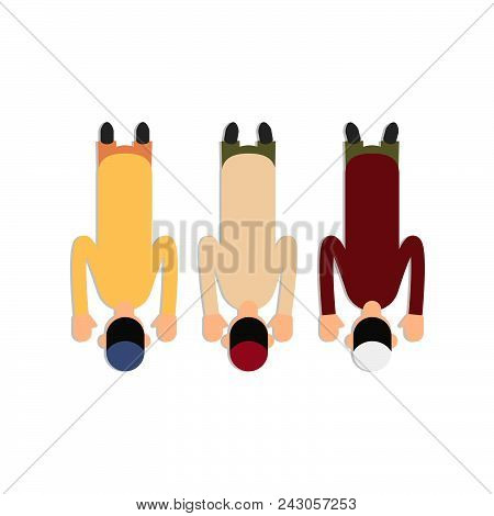 Muslim Praying. Two Muslim Arabic Men In Different Suit And Traditional Clothes Standing, Sitting An