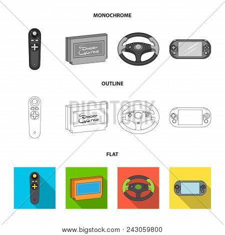 Game Console And Joystick Flat, Outline, Monochrome Icons In Set Collection For Design.game Gadgets 
