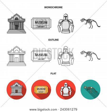 Picture, Sarcophagus Of The Pharaoh, Walkie-talkie, Crown. Museum Set Collection Icons In Flat, Outl