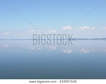 Beautiful Landscapes Of Artificial European Goczalkowice Reservoir In Poland With Beauty Clouds On B