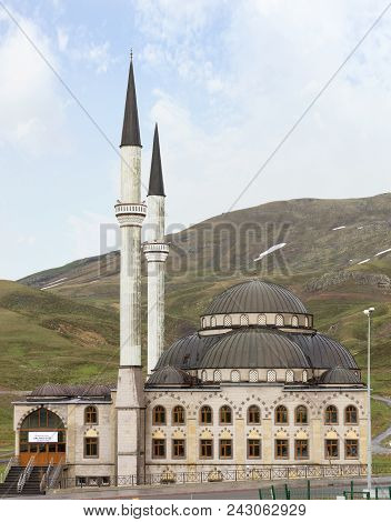 Erciyes, Turkey - May 5, 2018: Erciyes Mosque Near Mount Erciyes