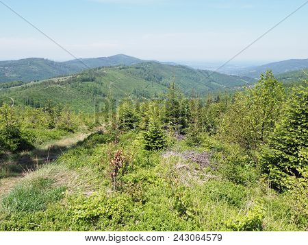 Wonderful Salmopol Pass Near Kotarz Mount In Silesian Beskids Mountains Range Landscapes Near Europe