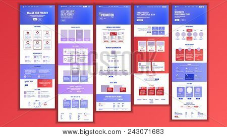 Web Page Design Vector. Website Business Graphic. Responsive Interface. Landing Template. Entertainm