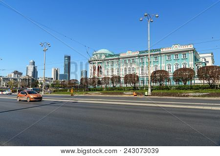 Yekaterinburg, Russia - May 23, 2018: View Of Nikolay Sevastyanov House In Center Of City