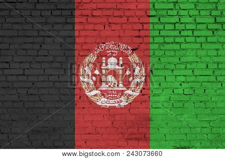 Afghanistan Flag Is Painted Onto An Old Brick Wall