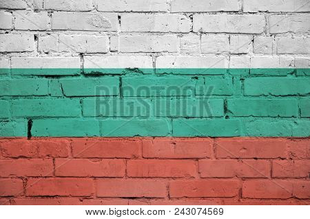 Bulgaria Flag Is Painted Onto An Old Brick Wall