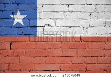 Chile Flag Is Painted Onto An Old Brick Wall