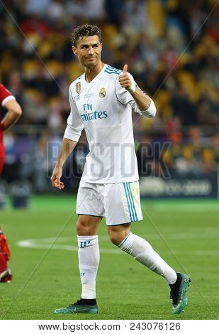 Kyiv, Ukraine - May 26, 2018: Cristiano Ronaldo Of Real Madrid In Action During The Uefa Champions L