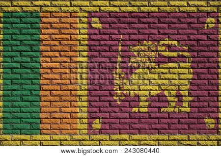 Sri Lanka Flag Is Painted Onto An Old Brick Wall
