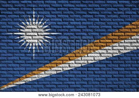 Marshall Islands Flag Is Painted Onto An Old Brick Wall