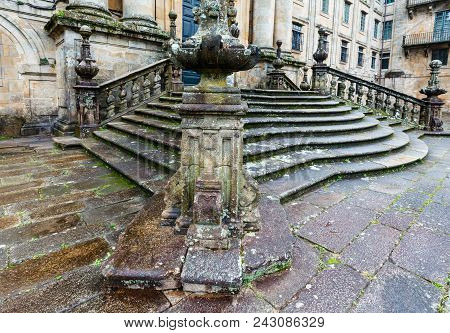 Santiago De Compostela, Spain -may 14, 2016: Stairs To Monastery Convent Of San Martino Pinario (gal