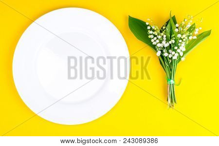 Bunch Of Tender White Spring Lilies Of Valley. Studio Photo