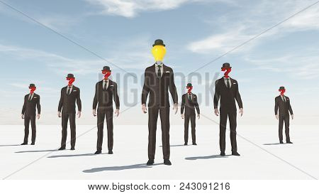 Business Man With A Question Mark In Place Of Head Sugesting Confusion. This Is A 3d Render Illustra