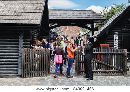 Bran, Romania - September 7, 2017: Entrance And Ticket Office To The Bran Or Dracula Castle In Trans