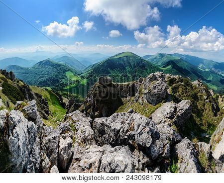 The View From Great Rozsutec Hill In The Vratna Valley At The National Park Mala Fatra, Slovakia, Eu