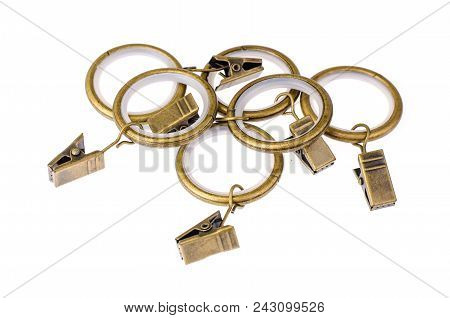 Metal Rings And Curtain Clamps. Studio Photo