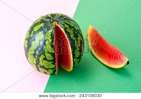 Watermelon Mini On Bright Background. Studio Photo