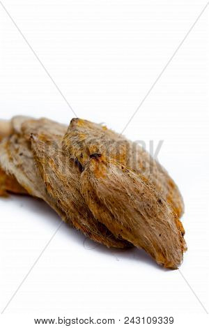Dried Mango Seeds Or Sukhi Aam Ki Ghuthli Isolated On White.