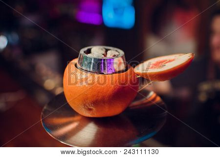 Stylish Hookah With The Aroma Grapefruit For Relax. Grapefruit Shisha
