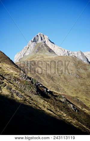 Peaks in Lescun Cirque. Aspe Valley, Pyrenees, France.