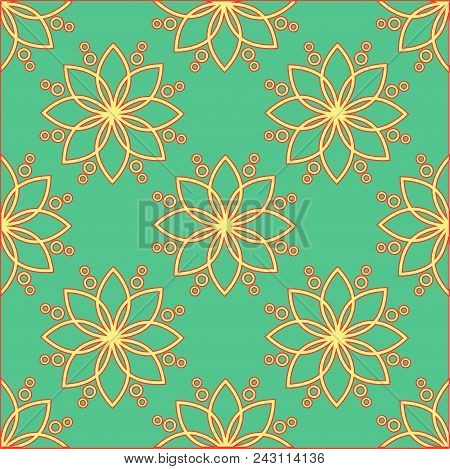 Simple Vintage Seamless Pattern With Abstract Flowers.