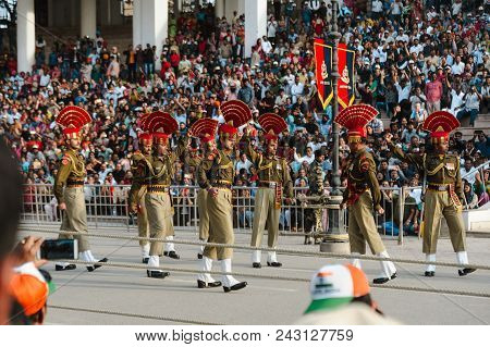 26 February 2018 Amritsar, India. India Pakistan Wagah Border Show