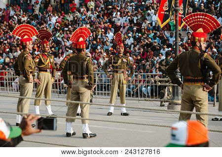 26 February 2018 Amritsar, India. India Pakistan Wagah Border Show