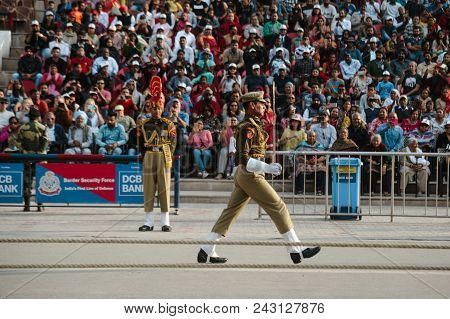 26 February 2018 Amritsar, India. India Pakistan Wagah Border Show