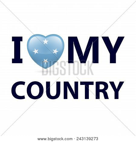 Heart With Micronesian Flag Design. I Love My Country - Micronesia