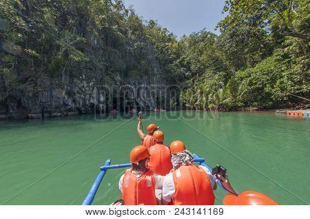 Boat Near Subterranean River. Puerto Princesa, Philippines
