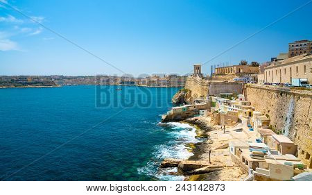 May 20, 2018. St. Julian, Malta. Amazing View Of The Spinola Bay And The Town Of St. Julian.