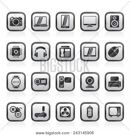 Different Types Of Electronics Icons - Vector Icon Set