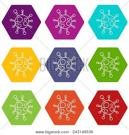 Chlamydia Virus Icons 9 Set Coloful Isolated On White For Web