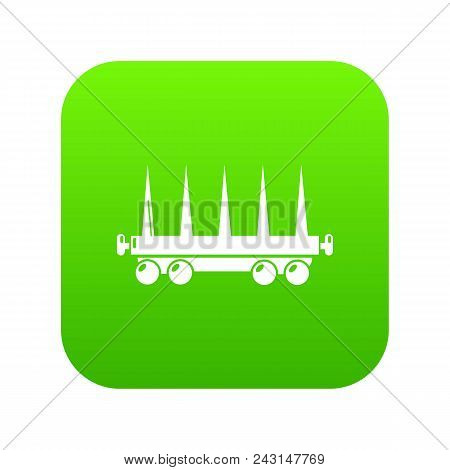 Delivery Wagon Icon Green Vector Isolated On White Background