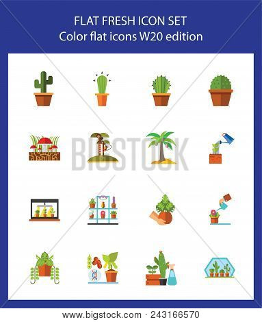 Icon Set Of Houseplants. Horticulture, Floriculture, Potted Plants. Plants Concept. For Topics Like 