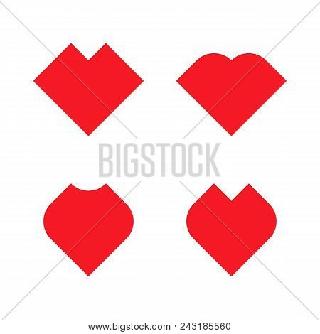 Set Of Wierd Geometric Shape Red Hearts